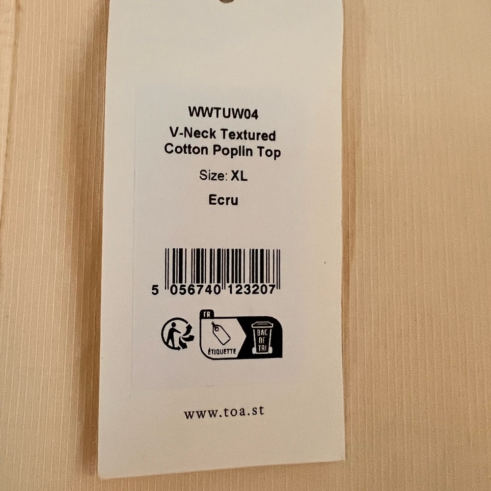 Toast Textured Cotton Poplin V-Neck Top XL - Picture 5 of 15